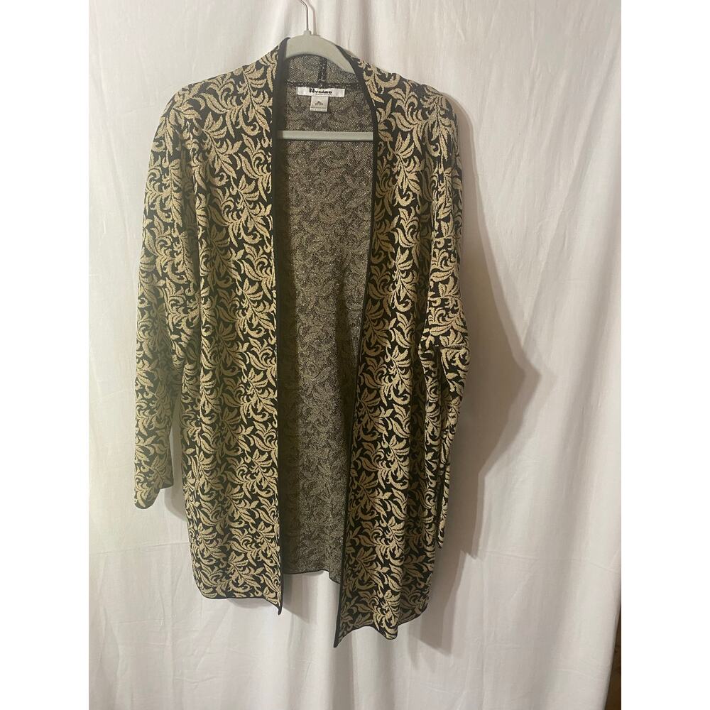 Vintage Nygard Collection Gold Metallic Thread & Black Sweater Jacket XL